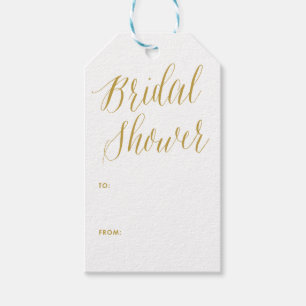Étiquettes-cadeau Fête des mariées Balise cadeau Gold Modern Calli