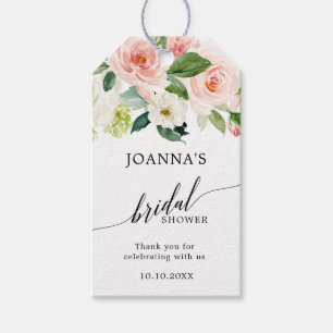 Étiquettes-cadeau Fête des mariées botanique rose pastel Blush