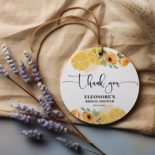 Étiquettes Cadeau Fête des mariées citrons et fleurs