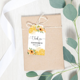Étiquettes-cadeau Fête des mariées citrons et fleurs
