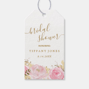 Étiquettes-cadeau Fête des mariées d'aquarelle Rose rose or