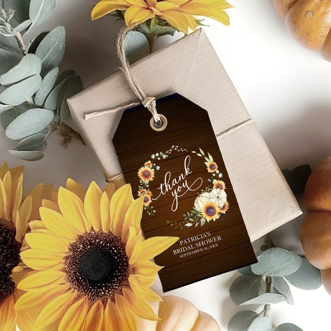 Étiquettes-cadeau Fête des mariées d'automne des fleurs vertes de co (Créateur téléchargé)