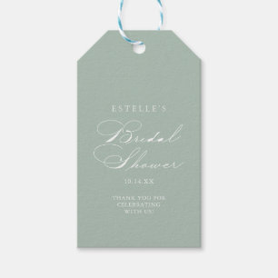 Étiquettes-cadeau Fête des mariées de calligraphie blanche verte