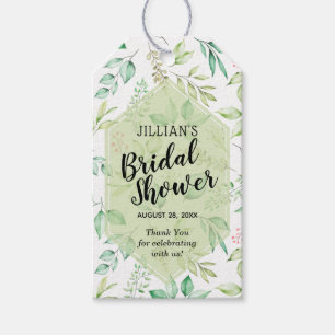 Étiquettes-cadeau Fête des mariées de Feuilles verts botaniques et