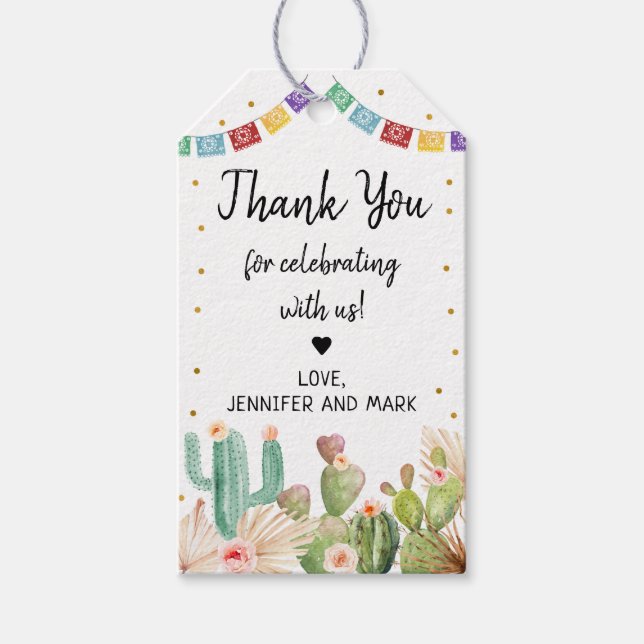 Étiquettes-cadeau Fête des mariées de Fiesta Cactus Boho (Devant)
