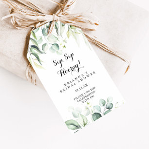 Étiquettes-cadeau Fête des mariées de l'heure de Sip Sip d'Eucalyptu