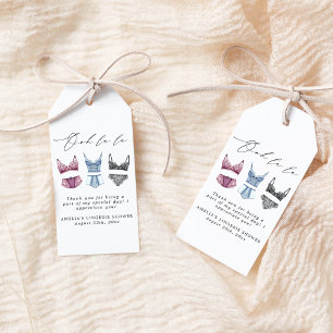 Étiquettes-cadeau Fête des mariées de lingerie en dentelle française