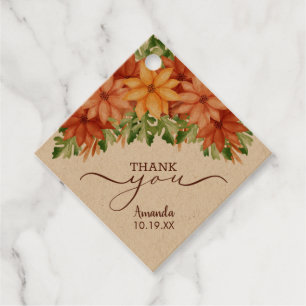 Étiquettes Cadeau Fête des mariées de Merci de fleurs automnales