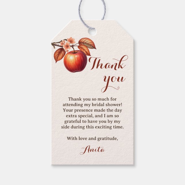Étiquettes-cadeau Fête des mariées de Merci de pomme d'automne (Devant)