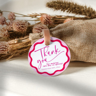 Étiquettes Cadeau Fête des mariées de Merci frontalier rose chaud