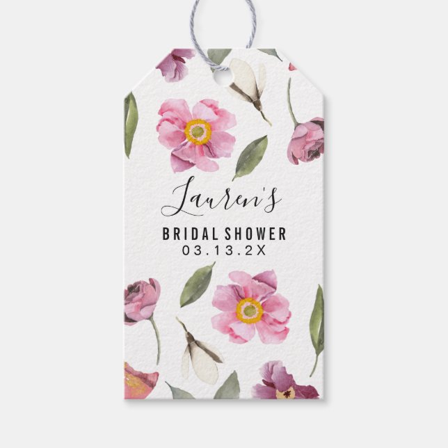 Étiquettes-cadeau Fête des mariées de script floral (Devant)