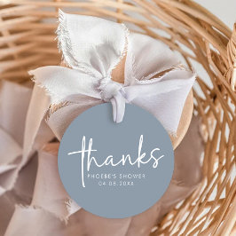 Étiquettes Cadeau Fête des mariées de script minimaliste bleu poussi