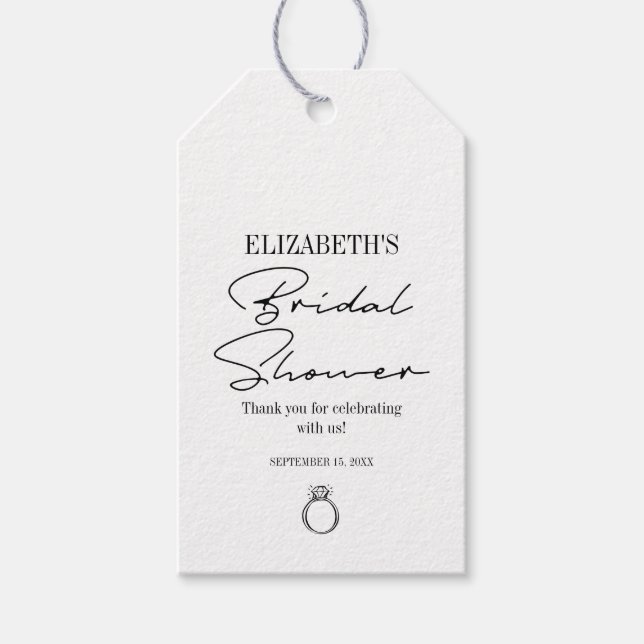 Étiquettes-cadeau Fête des mariées de script moderne (Devant)