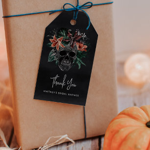 Étiquettes-cadeau Fête des mariées d'Halloween florale tropicale