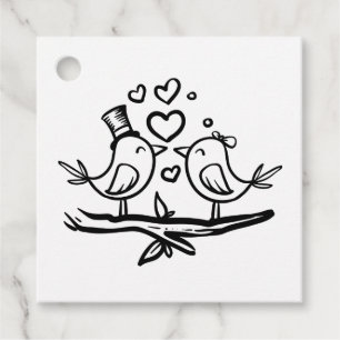 Étiquettes Cadeau Fête des mariées d'oiseaux Mariage Lovebirds blanc