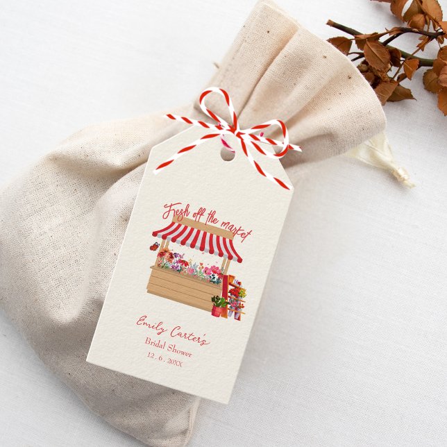 Étiquettes-cadeau Fête des mariées du marché des fermiers rouges (Créateur téléchargé)
