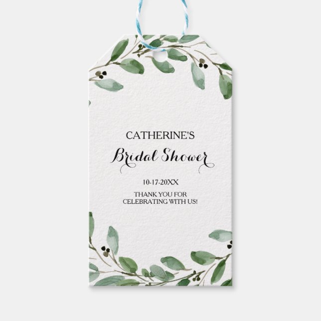 Étiquettes-cadeau Fête des mariées écologique Eucalyptus rustique (Devant)