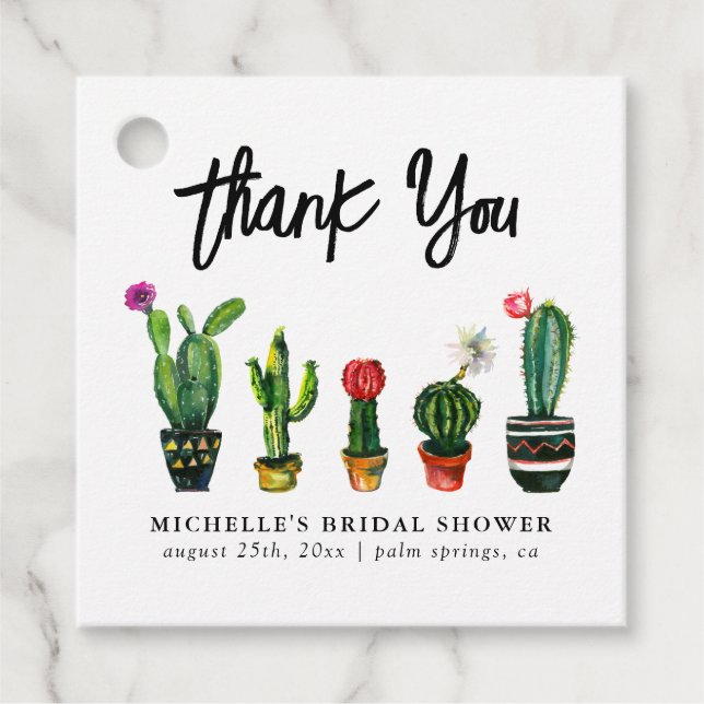 Étiquettes Cadeau Fête des mariées Fiesta Cactus (Devant)