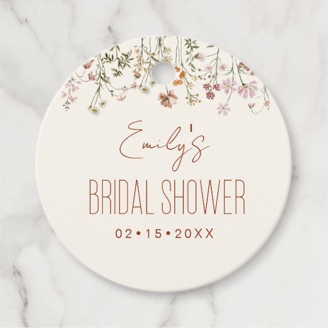 Étiquettes Cadeau Fête des mariées fleur sauvage Boho Dans Bloom Gar (Devant)