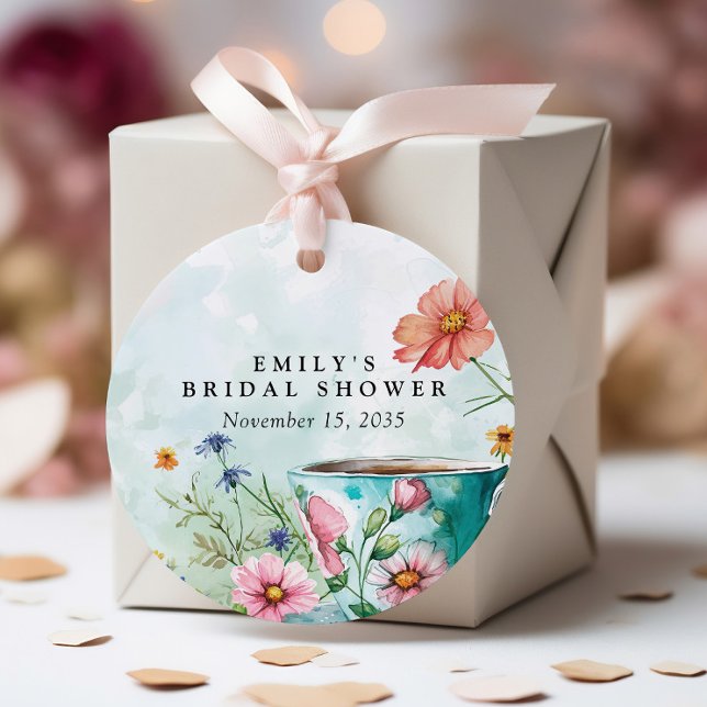 Étiquettes Cadeau Fête des mariées Floral Tea Party (Créateur téléchargé)