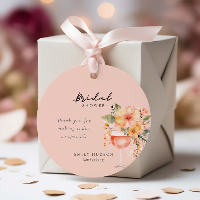 Étiquettes Cadeau Fête des mariées florale Aperol Spritz (Créateur téléchargé)