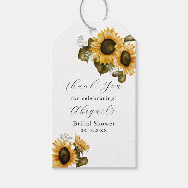 Étiquettes-cadeau Fête des mariées florale de tournesol (Devant)