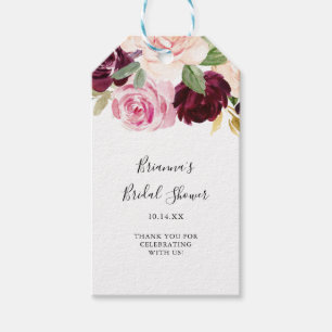 Étiquettes-cadeau Fête des mariées florale et botanique rustique