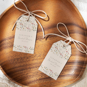 Étiquettes-cadeau Fête des mariées florale Fleur sauvage lunaire