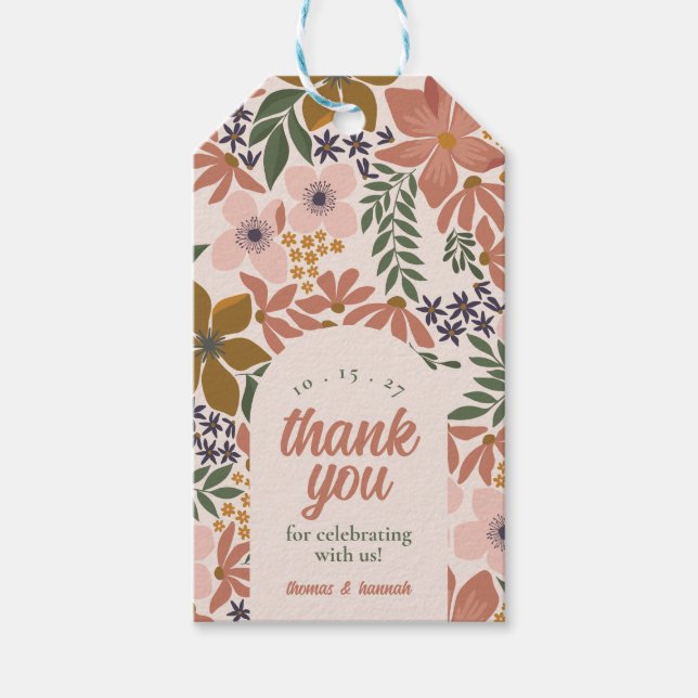 Étiquettes-cadeau Fête des mariées florale ou Mariage personnalisé (Devant)