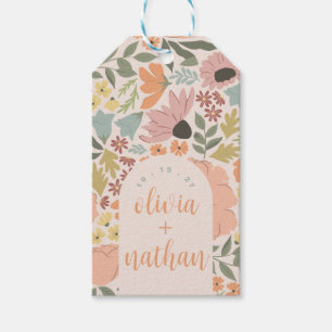 Étiquettes-cadeau Fête des mariées florale ou Mariage personnalisé