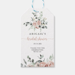 Étiquettes-cadeau Fête des mariées florale rose rose foncé classique