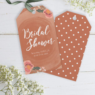 Étiquettes-cadeau Fête des mariées Florale rustique en bois Brown