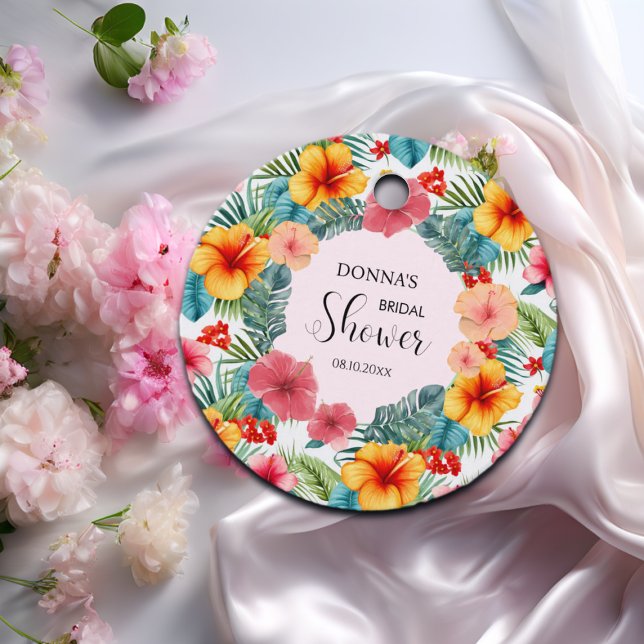 Étiquettes Cadeau Fête des mariées hawaïenne exotique (Créateur téléchargé)