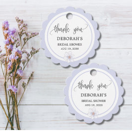 Étiquettes Cadeau Fête des mariées Lilac pâle Rond Pale