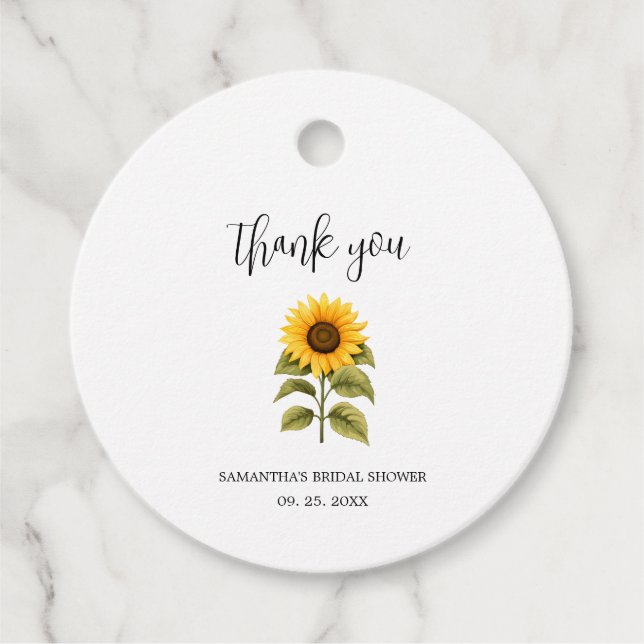 Étiquettes Cadeau Fête des mariées Merci tournesol (Devant)