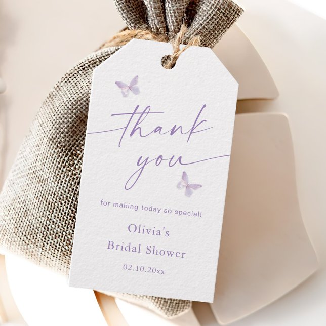 Étiquettes-cadeau Fête des mariées papillon Merci Favoriser (Créateur téléchargé)