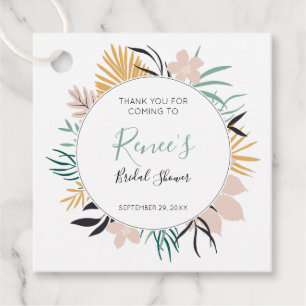 Étiquettes Cadeau Fête des mariées Pastel Tropical Feuilles et Fleur