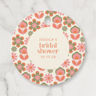 Étiquettes Cadeau Fête des mariées personnalisée Retro Floral Spring