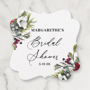 Étiquettes Cadeau Fête des mariées Poinsettia d'hiver