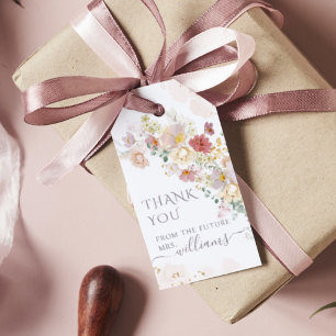 Étiquettes-cadeau Fête des mariées Ressort Fleur sauvage d'aquarelle