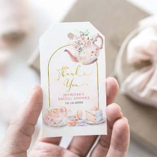 Étiquettes-cadeau Fête des mariées rose Floral Tea Party Merci Cadea