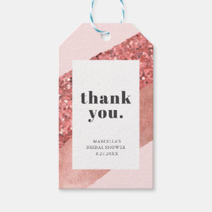 Étiquettes-cadeau Fête des mariées rose Gold, Blush et Sequin