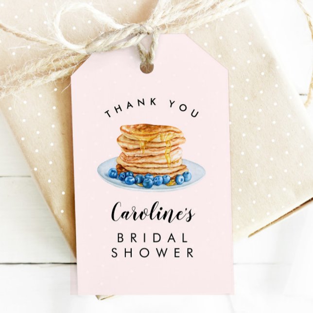 Étiquettes-cadeau Fête des mariées rose Pancake Brunch Favoriser Bal (Créateur téléchargé)