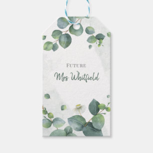 Étiquettes-cadeau Fête des mariées Verdure Eucalyptus Futur Mme.