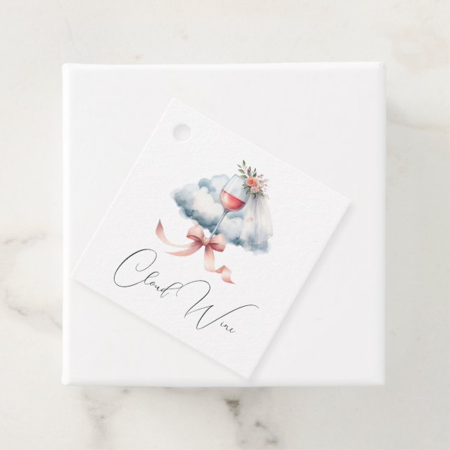 Étiquettes Cadeau Fête des mariées Vin Cloud (En situation)