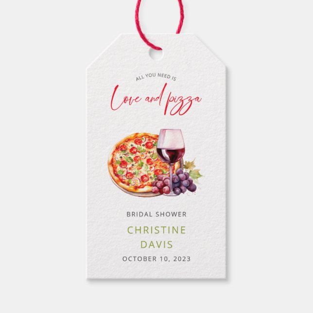 Étiquettes-cadeau Fête des mariées Vin Et Pizza (Devant)