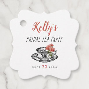 Étiquettes Cadeau Fête des mariées vintage de typographie Tea Party 