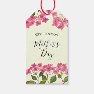 Étiquettes-cadeau Fête des mères aquarelle rose Hydrangea Lacecaps