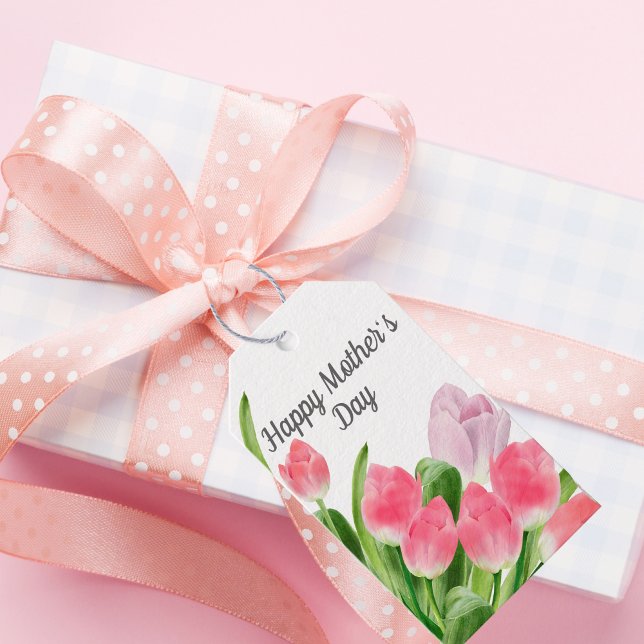 Étiquettes-cadeau Fête des mères de Tulipes roses (Créateur téléchargé)