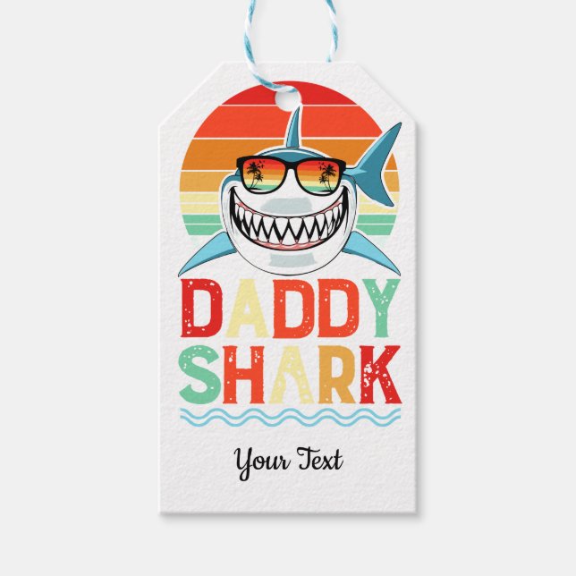 Étiquettes-cadeau Fête des pères Rustique de requin papa (Devant)